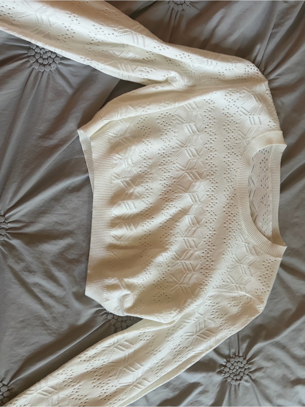 Princess Polly Cream Pointelle Crop Sweater